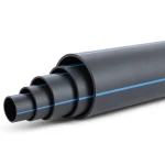 مواسير HDPE ضغط 4 بار [PE 100] قطر خارجي 200 مم SDR 33 لون أسود مع خط أزرق