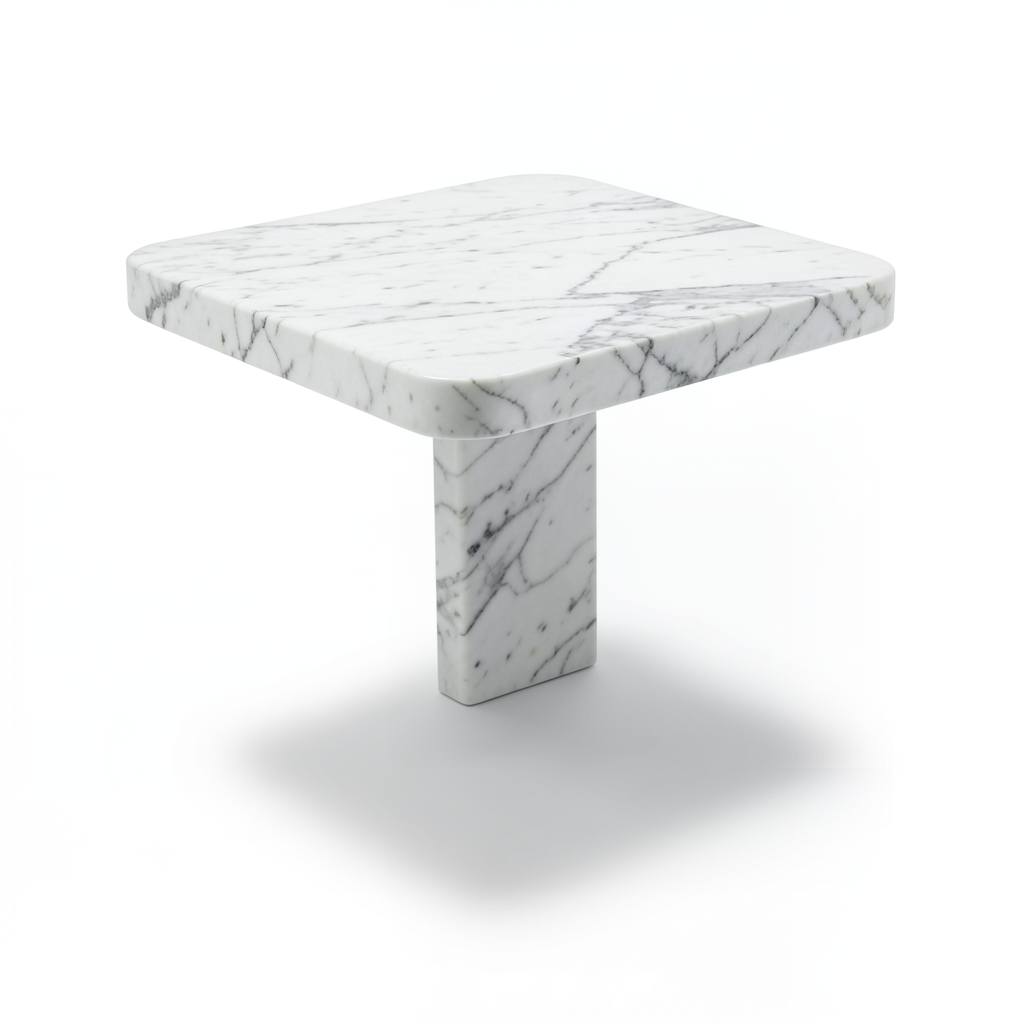 Arabescato White Marble Entrance Table with Rounded Edges