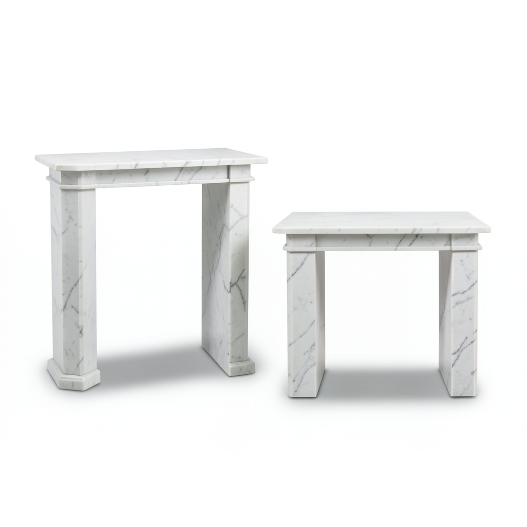 White Marble Console Table Pair
