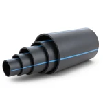 مواسير HDPE ضغط 4 بار [PE 100] قطر خارجي 280 مم SDR 33 لون أسود مع خط أزرق