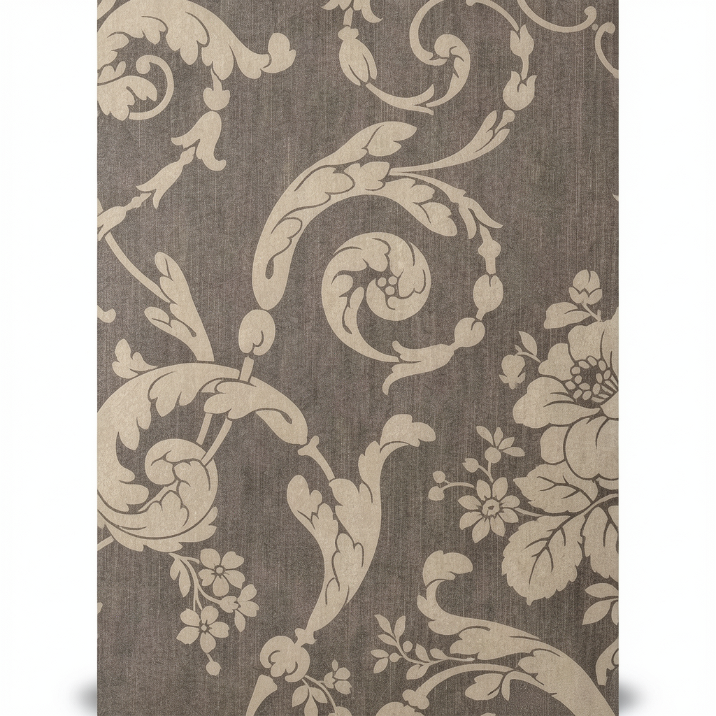 Italian Wallpaper Floral Design Dark Beige, Size 10m x 0.73m, Model 305012