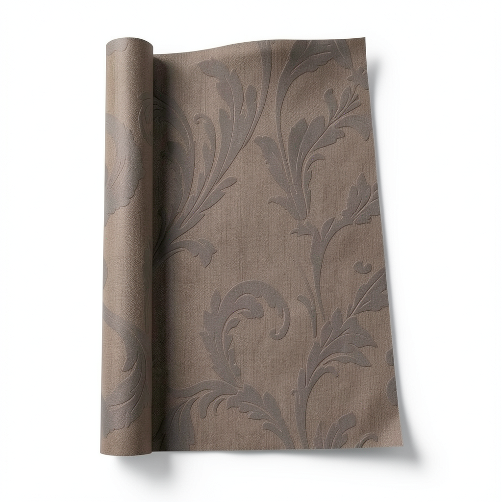 Italian Wallpaper Leaf-Patterned Design Size 10mx0.73m Brown Color