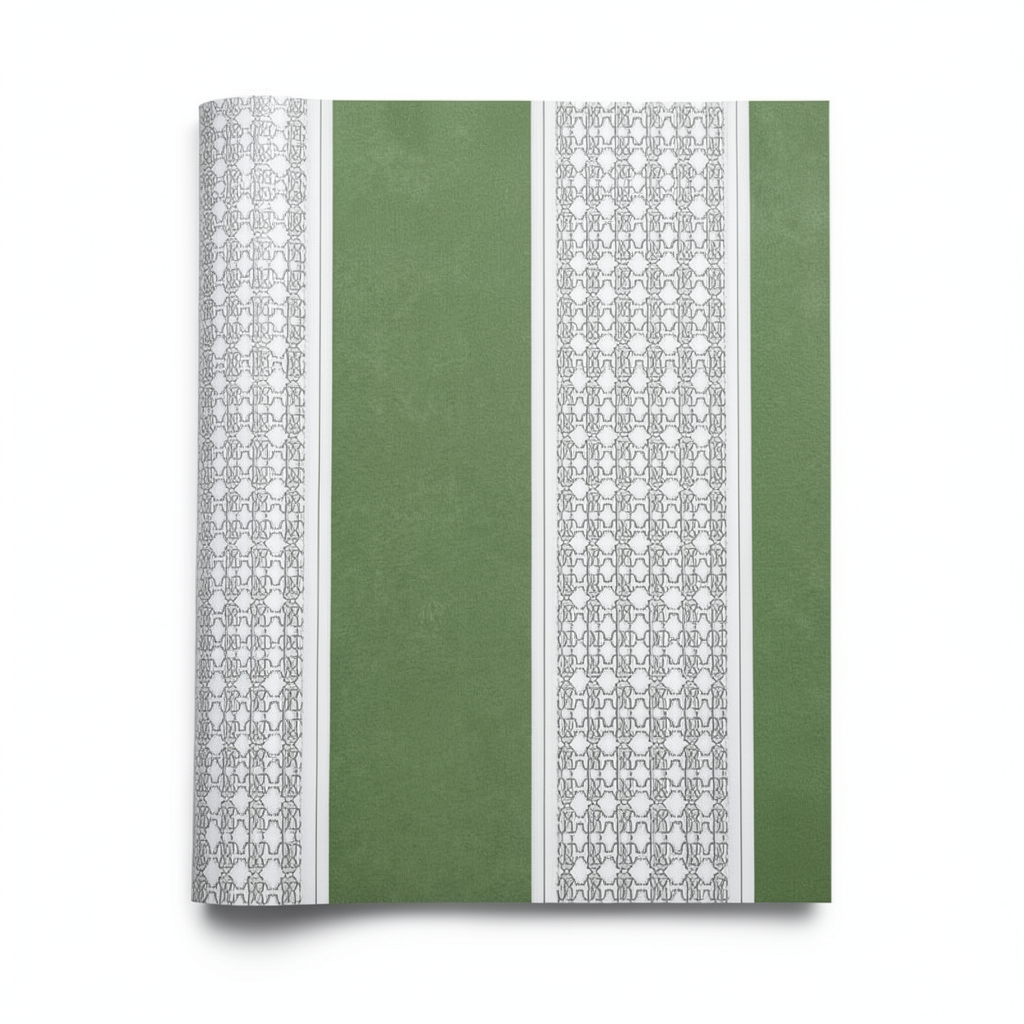 Italian Wallpaper Striped Design 10mx0.70m Green Color, Model rc17043