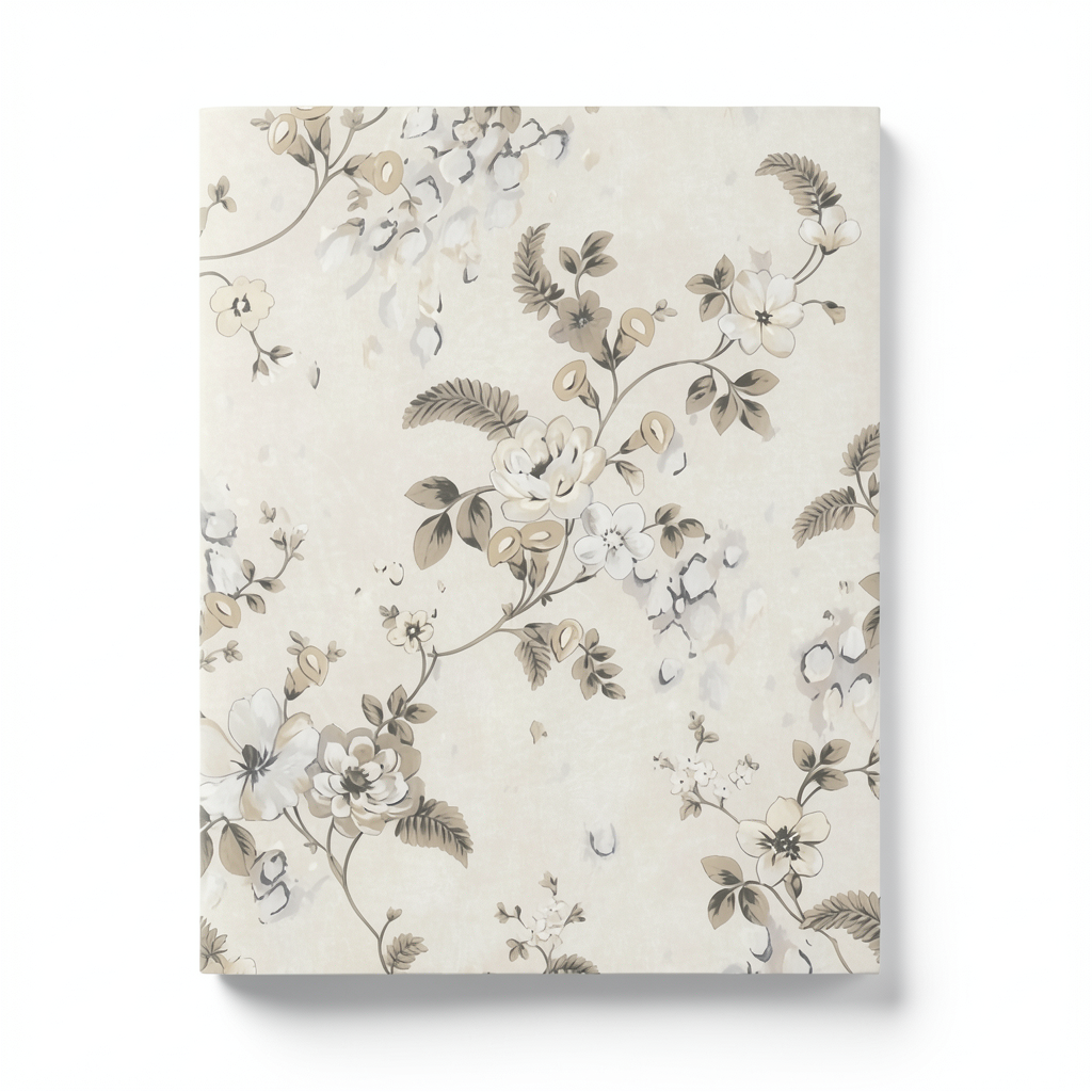 Italian Wallpaper Floral Design Pale Beige, Size 10m x 0.70m, Model rc17015