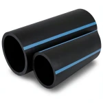 NPF HDPE Pipes High Pressure 6 Bar Diameter 200 mm Thickness 5.9 mm Black