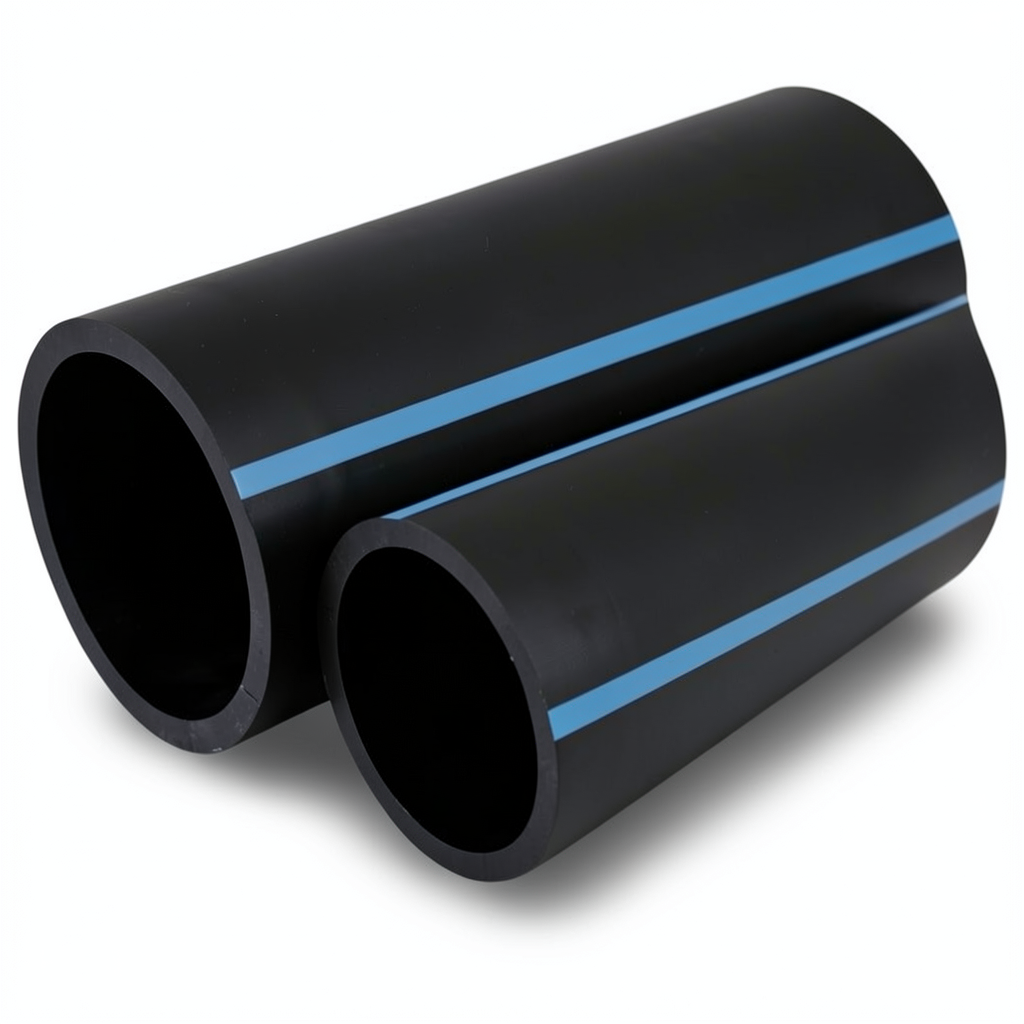 NPF HDPE Pipes High Pressure 6 Bar Diameter 200 mm Thickness 5.9 mm Black