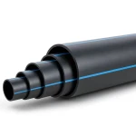 أنابيب بلاستيك HDPE ضغط 4 بار PE 100 قطر خارجي 250 مم SDR 33 أسود مع خط أزرق