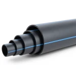 أنابيب بلاستيك HDPE ضغط 4 بار PE 100 قطر خارجي 400 مم SDR 33 أسود مع خطوط زرقاء