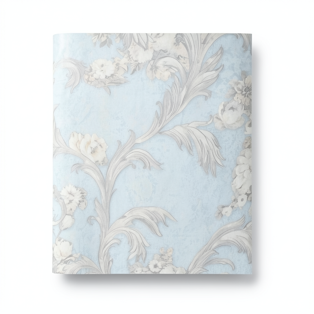 Italian Wallpaper Floral Design Pale Blue Color, Size 10mx0.70m, Model rc17049