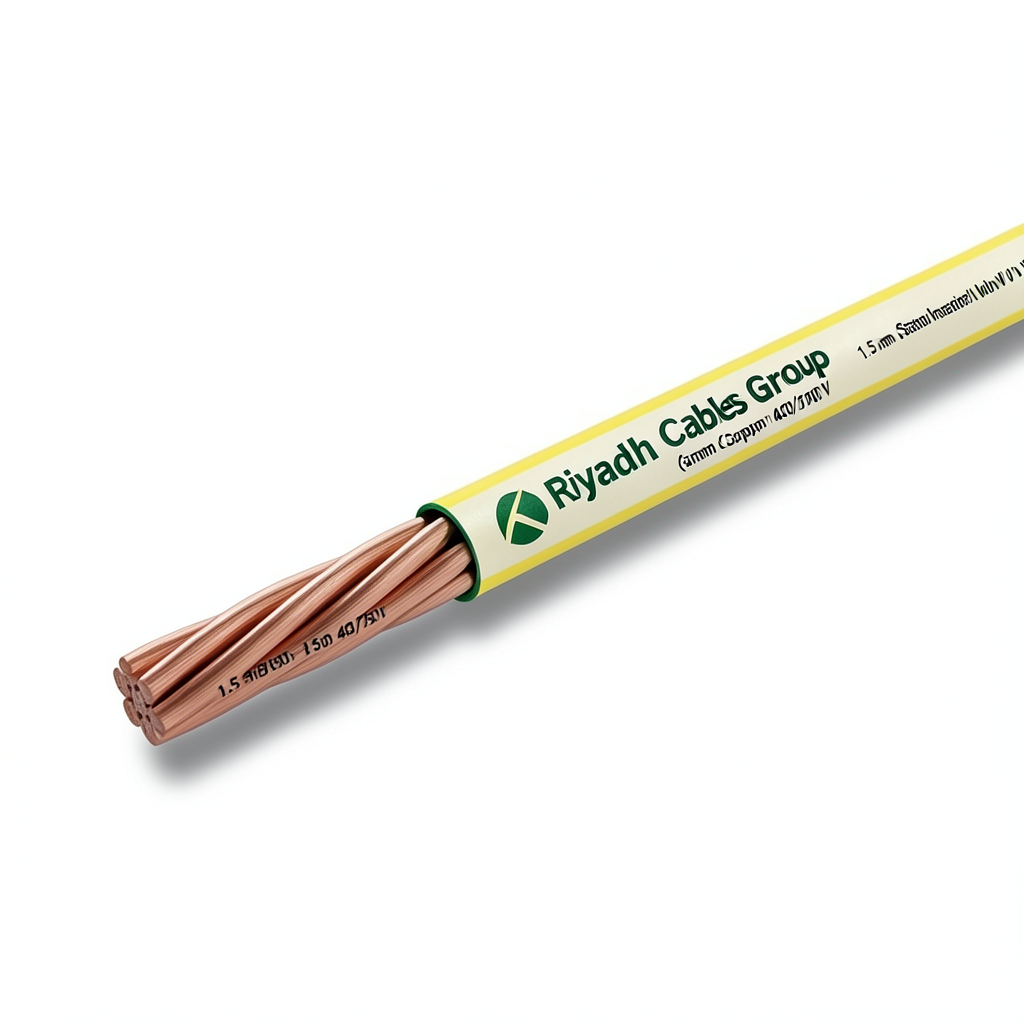 1.5 mm Stranded Copper Earthing Wire 450/750 V PVC Insulation Green/Yellow | Riyadh Cables Group