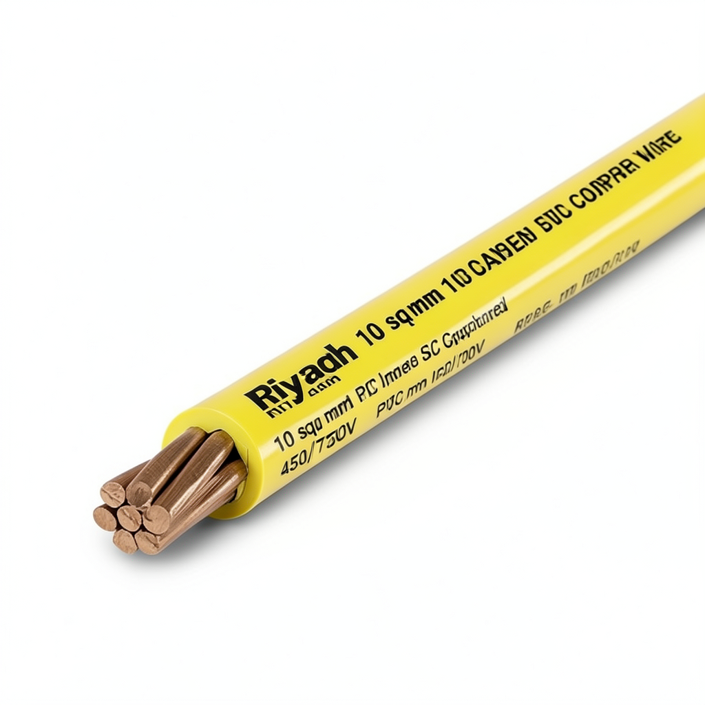 Riyadh 10 sq mm Stranded Copper Wire, 450/750V, PVC Insulated, Yellow | Riyadh Cables Group