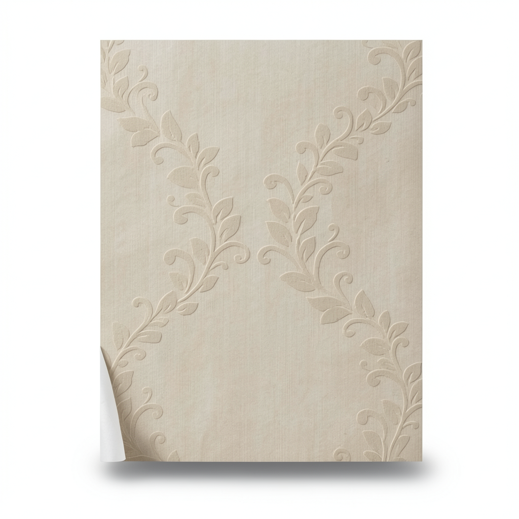 Classic Wallpaper Length 10m, Width 0.73m, Beige Color, Model 305029