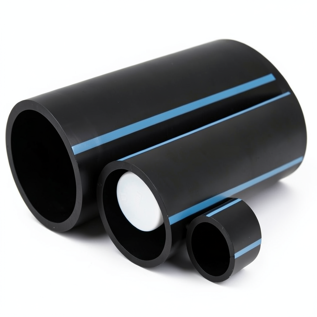 NPF HDPE Pipes Pressure 10 Bar Diameter 180 mm Thickness 8.6 mm Black