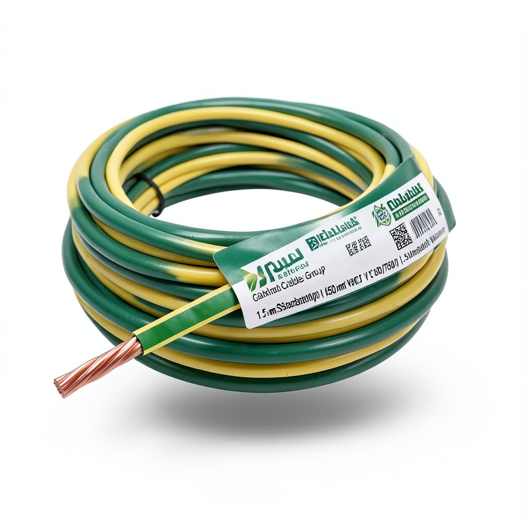 1.5 mm Stranded Copper Earthing Wire 450/750 V PVC Insulation Green/Yellow | Riyadh Cables Group
