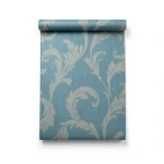 Italian Wallpaper Leaf-Patterned Design 10mx0.73m Turquoise