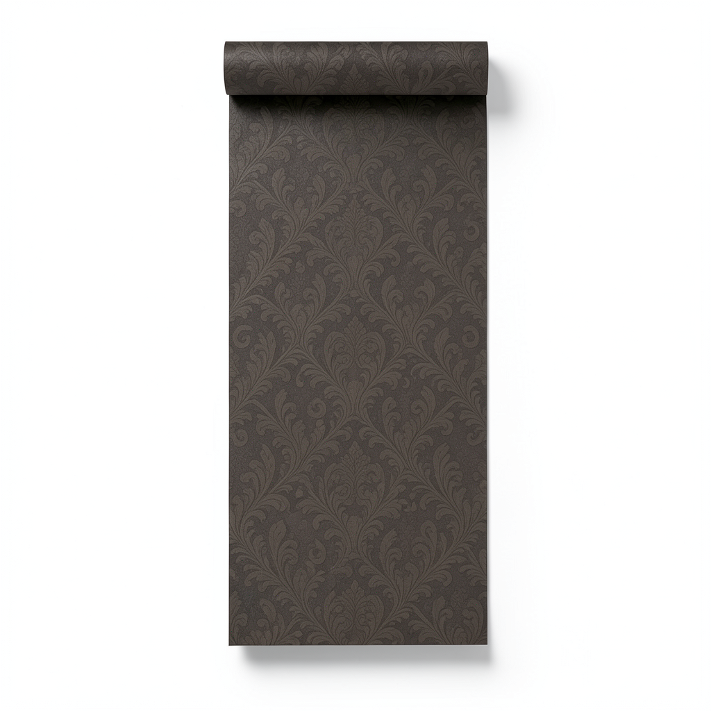 Italian Patterned Wallpaper 10m x 0.73m Dark Brown, Model 56829