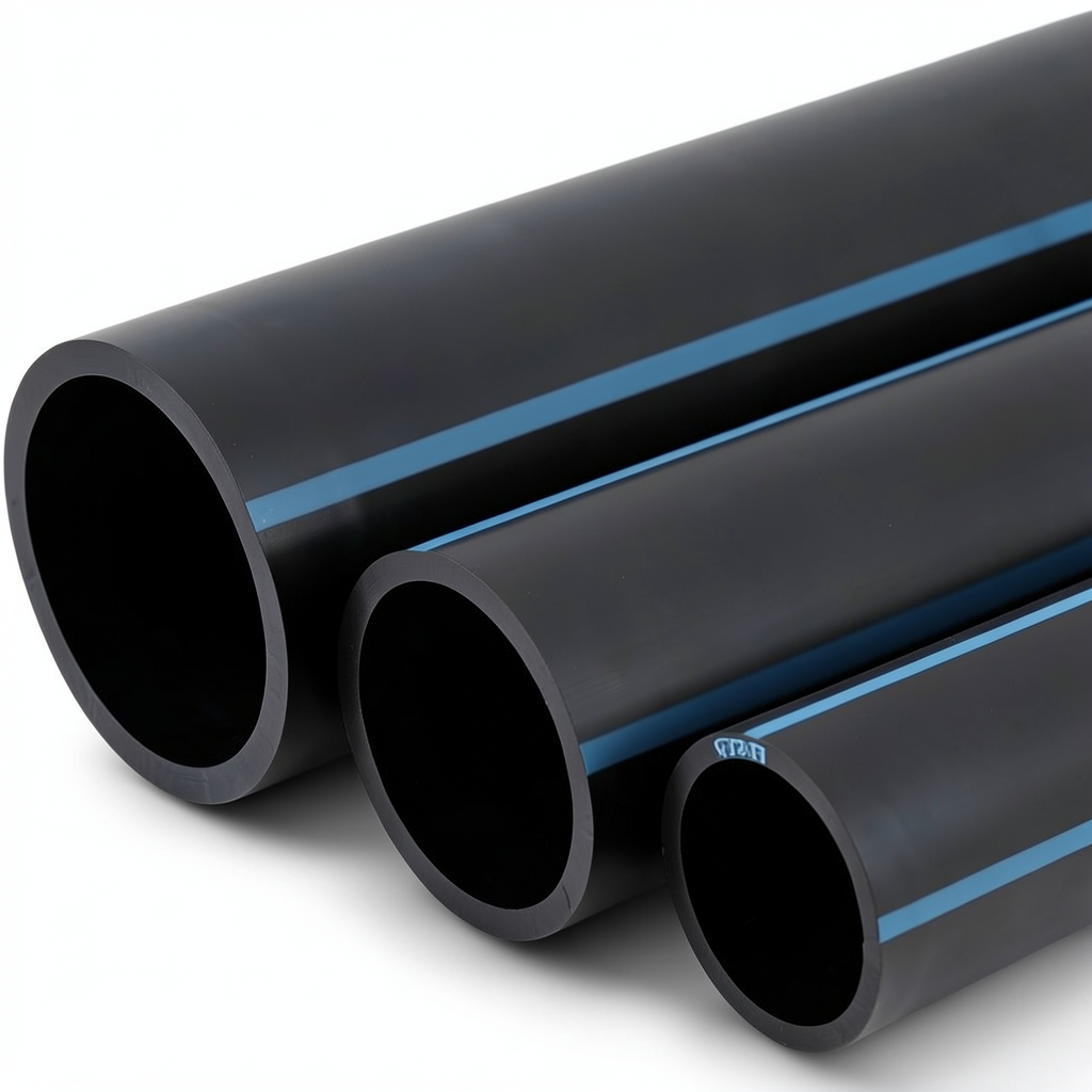 مواسير HDPE الوطني لشبكات المياه ضغط 6 بار قطر خارجي 200 مم سمك 4.9 مم لون اسود