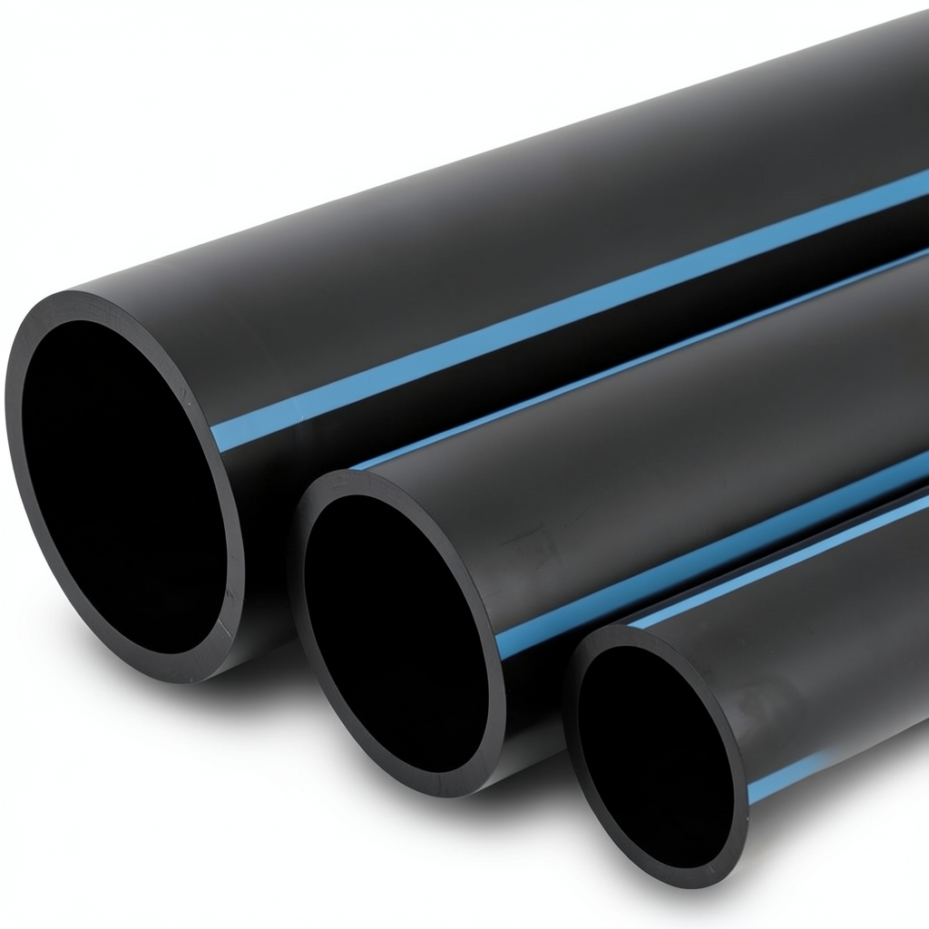 NPF HDPE Pipes Water Networks 6 Bar Pressure 315 mm Diameter 7.7 mm Thickness Black