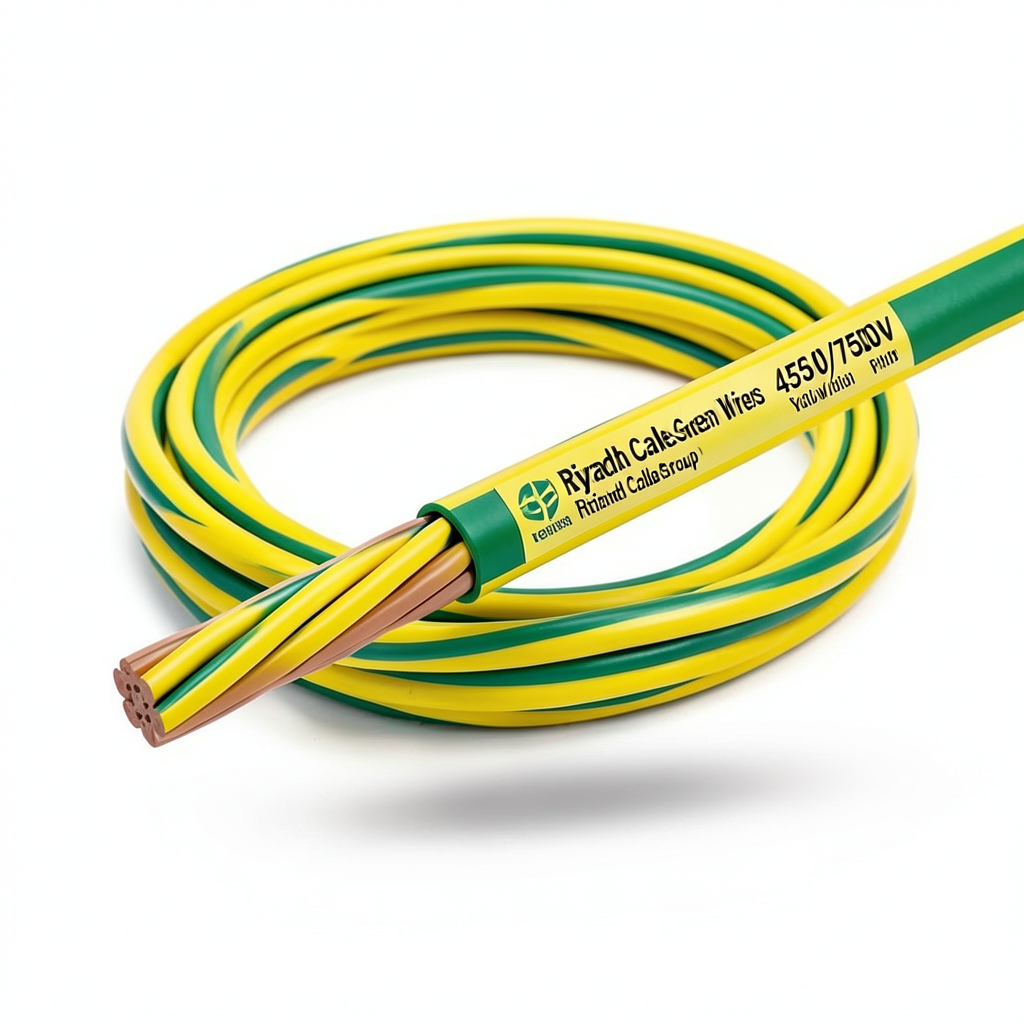 سلك تأريض نحاس مجدول 70 mm2 450/750 فولت معزول PVC لون أصفر/أخضر | مجموعة كابلات الرياض