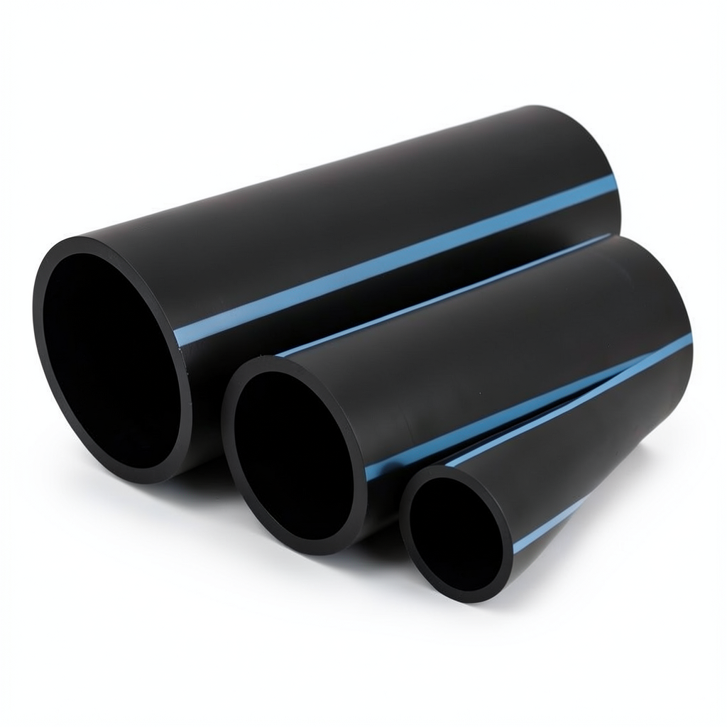 مواسير HDPE الوطني لشبكات المياه ضغط 6 بار قطر خارجي 200 مم سمك 4.9 مم لون اسود