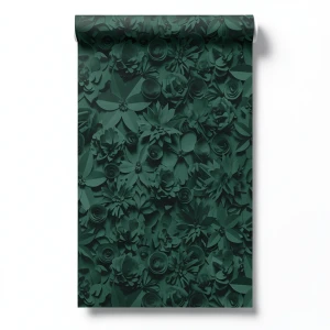 Dutch Floral Wall Covering 10m x 0.53m Dark Green