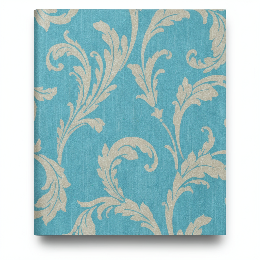 Italian Wallpaper Leaf-Patterned Design 10mx0.73m Turquoise