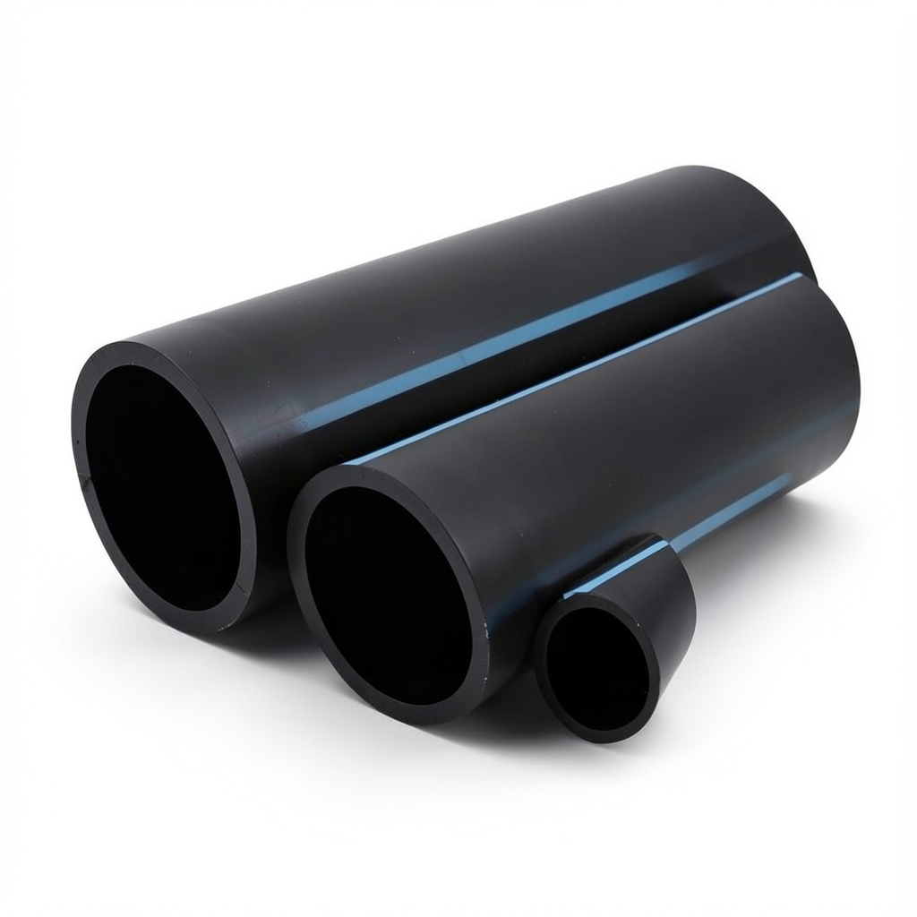 أنابيب HDPE الوطني لشبكات المياه ضغط 8 بار قطر خارجي 160 مم سمك 4.9 مم لون أسود