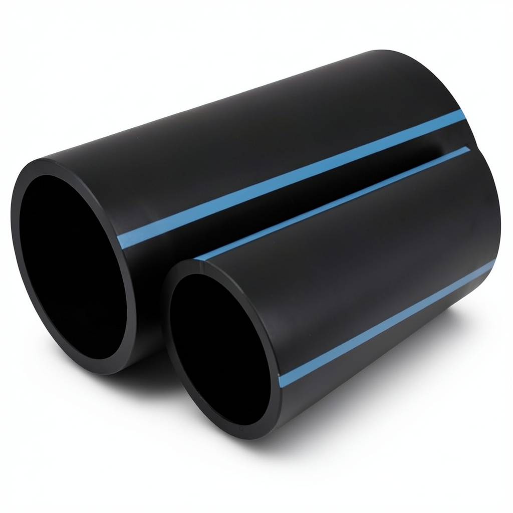 NPF HDPE Pipes for Water Networks Pressure 8 Bar Outside Diameter 200 mm Thickness 6.2 mm Black