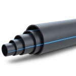 أنابيب بلاستيك HDPE ضغط 9.9 بار PE 100 قطر خارجي 450 مم SDR 13.6 أسود مع خطوط زرقاء