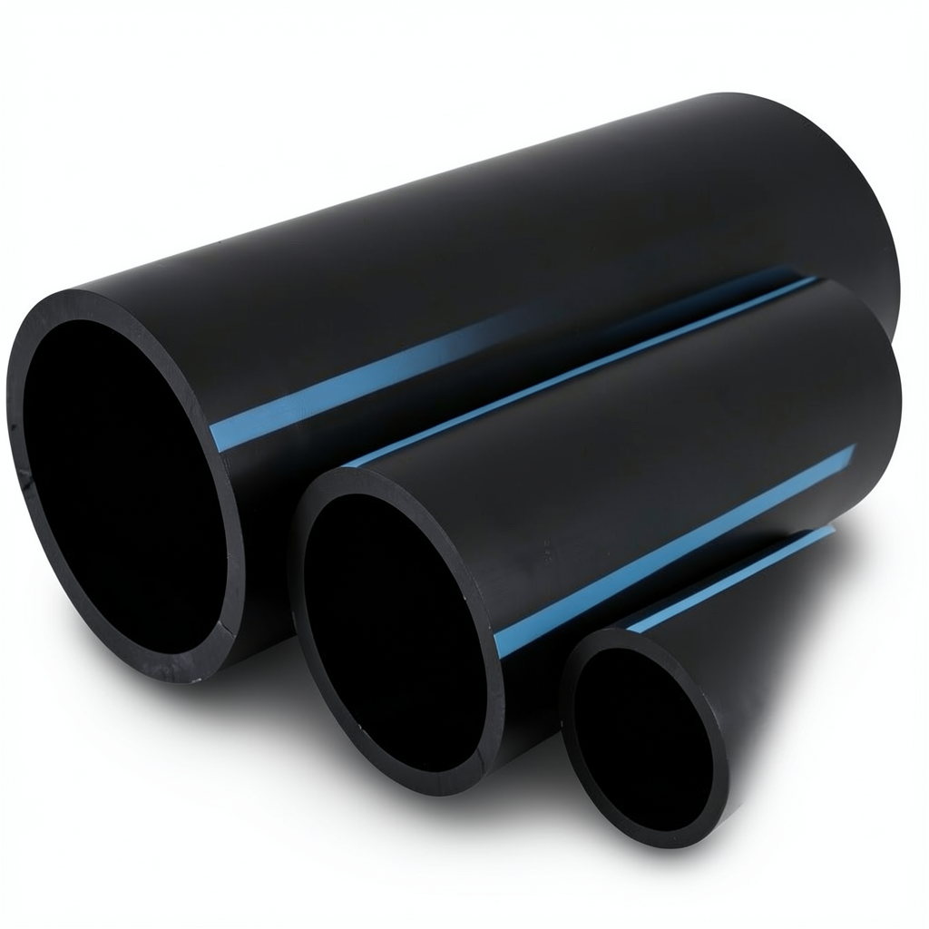 أنابيب HDPE الوطني ضغط 8 بار قطر خارجي 125 مم سمك 3.9 مم لون أسود