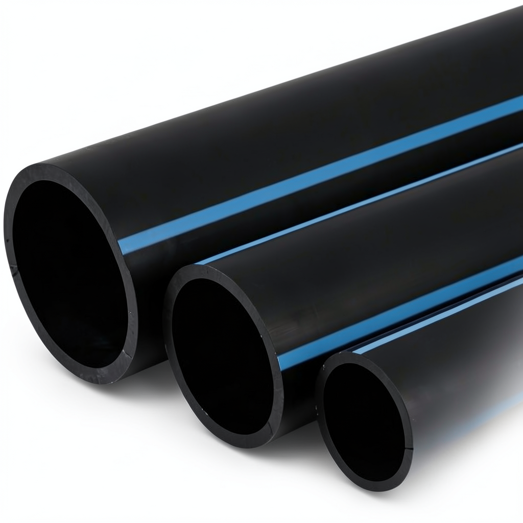 أنابيب HDPE الوطني لشبكات المياه ضغط 8 بار قطر خارجي 180 مم سمك 5.5 مم لون أسود