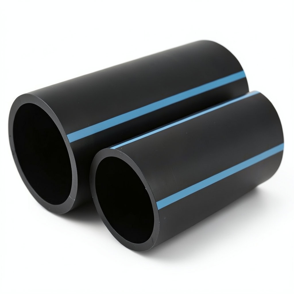 أنابيب HDPE الوطني لشبكات المياه ضغط 8 بار قطر خارجي 200 مم سمك 6.2 مم لون أسود