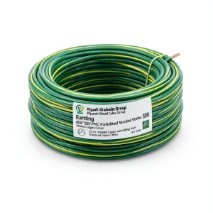 لفة سلك كهرباء تأريض نحاس مجدول 25 mm 450/750 فولت عزل PVC أخضر/أصفر | مجموعة كابلات الرياض