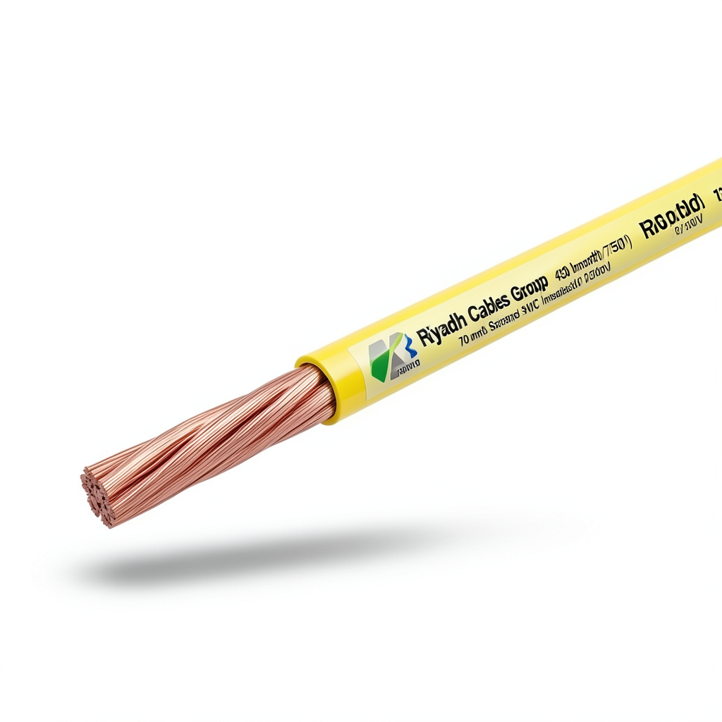 70 mm2 Stranded Copper Earth Wire, 450/750V, PVC Insulation, Yellow/Green | Riyadh Cables Group