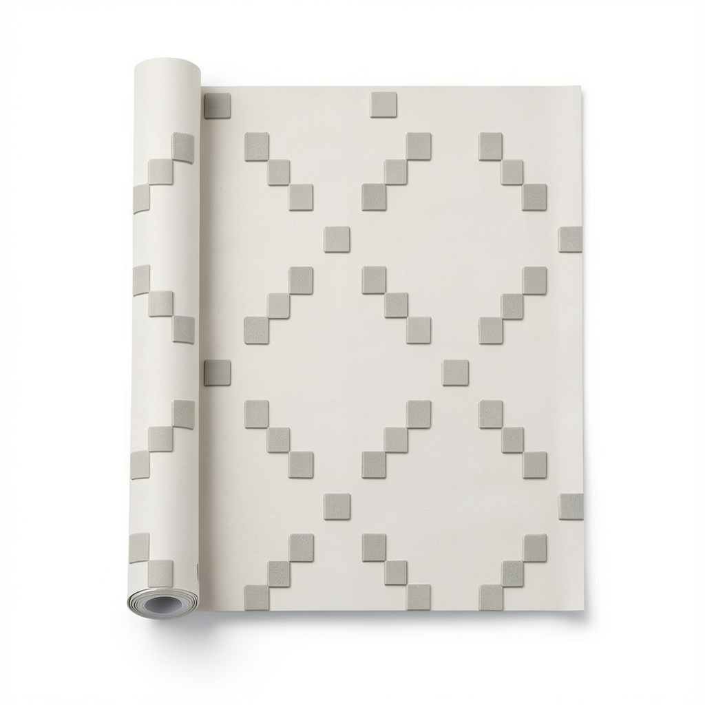 Italian Geometric Wall Covering 10m x 0.73m Light Beige, Model 45136