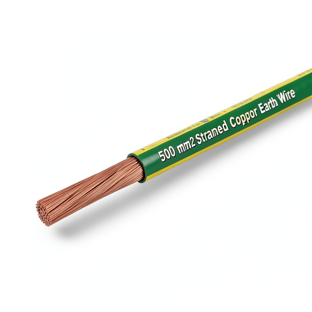 500 mm2 Stranded Copper Earth Wire, 450/750V, PVC Insulation, Yellow/Green | Riyadh Cables Group