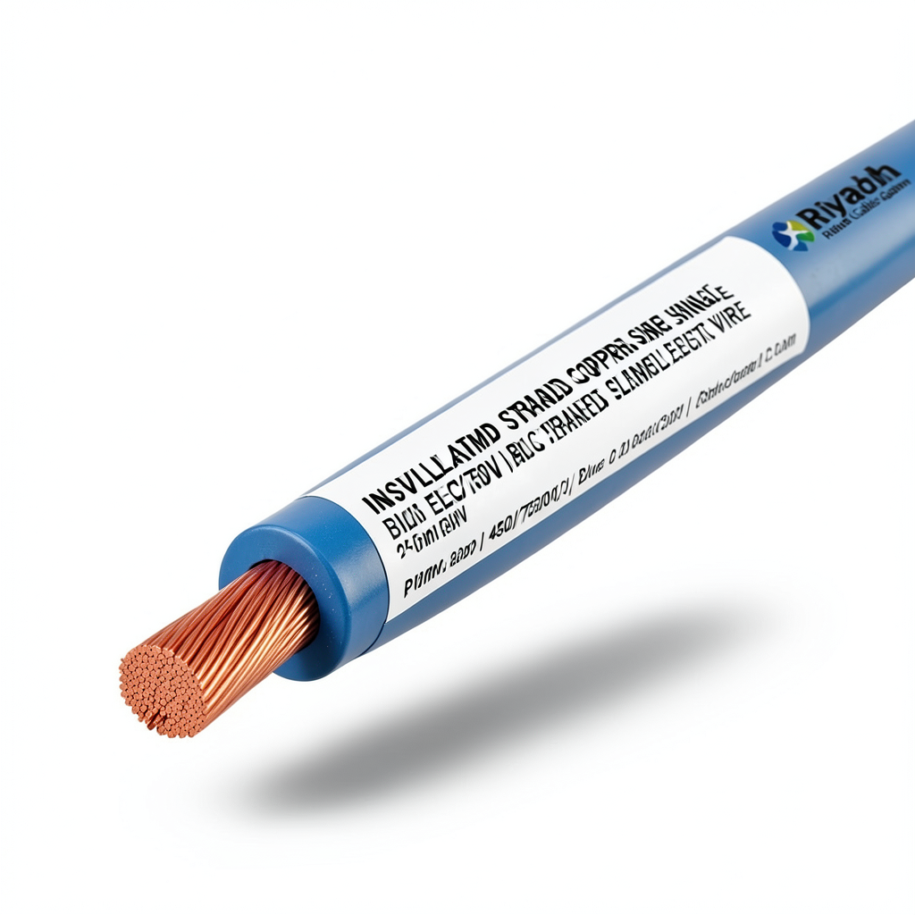 PVC Insulation Stranded Copper Single Electric Wire 25mm, 450/750V, Blue | Riyadh Cables Group