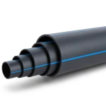 مواسير HDPE ضغط 12.5 بار PE 100 قطر خارجي 500 مم SDR 11 لون اسود مع خط ازرق