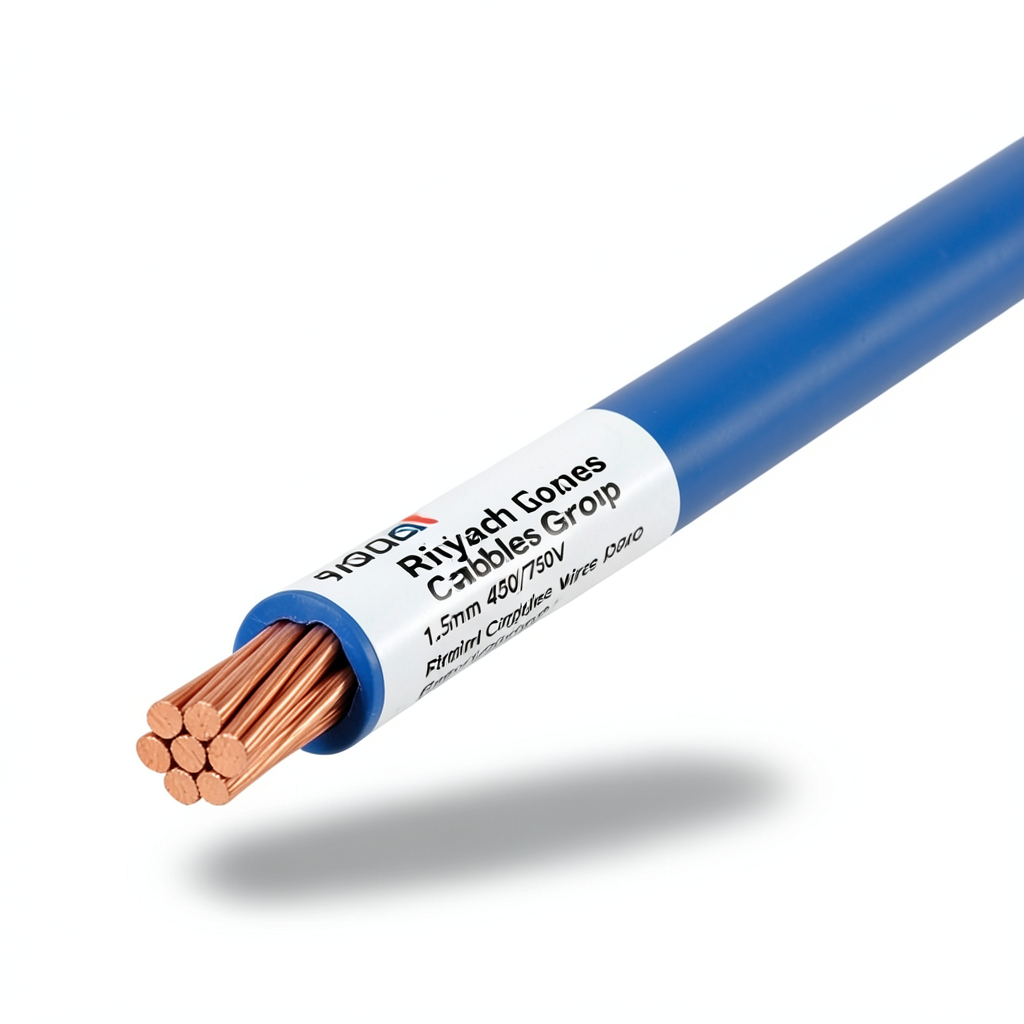 سلك مفرد نحاس مجدول عزل PVC، مقاس 1.5mm، 450/750V، لون أزرق | مجموعة كابلات الرياض