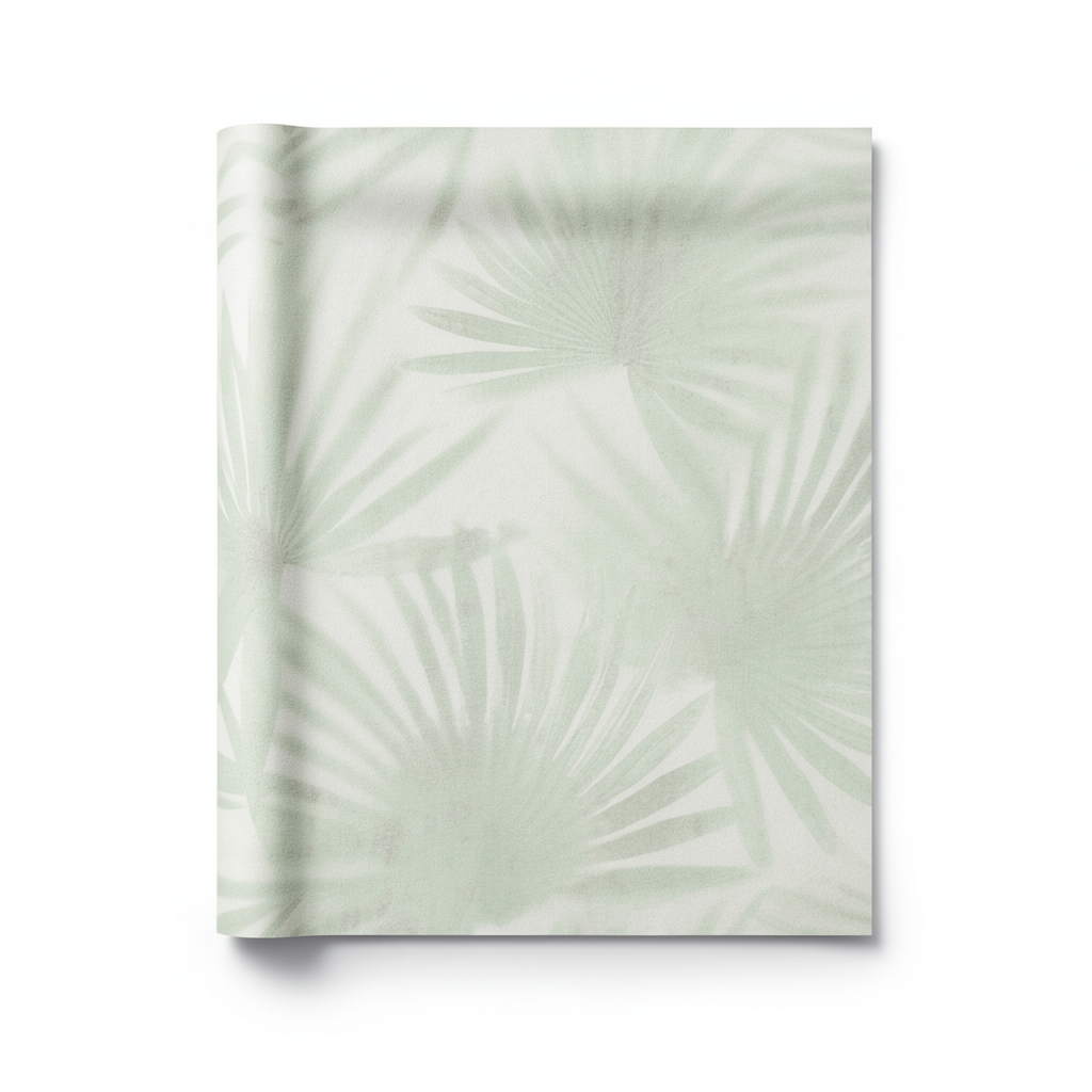 Italian Wallpaper Leaf-Patterned Design 10mx1.06m Pale Green