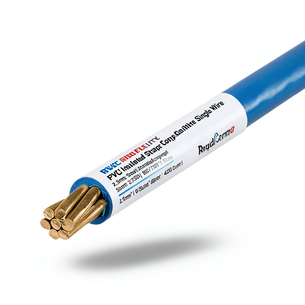 سلك مفرد نحاس مجدول معزول PVC، مساحة مقطع 2.5 ملم، 450/750 فولت، لون أزرق | مجموعة كابلات الرياض