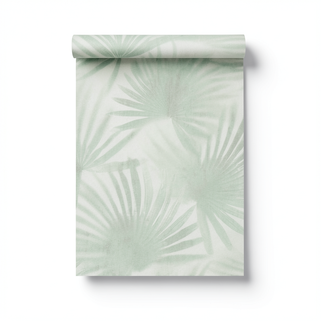 Italian Wallpaper Leaf-Patterned Design 10mx1.06m Pale Green