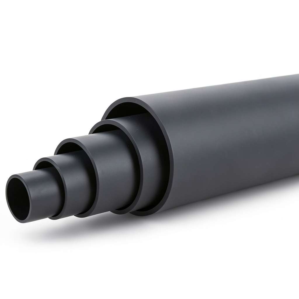 HDPE Plastic Pipe PN 4 Bar PE 100, 355 mm Diameter, SDR 33, Black