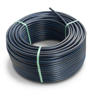 لفة أنابيب بلاستيك HDPE ضغط 3.2 بار PE 100، قطر 90 مم SDR 41 أسود مع أزرق