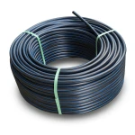 لفة أنابيب HDPE ضغط 3.2 بار PE 100، قطر خارجي 125 مم، SDR 41 أسود مع خطوط زرقاء