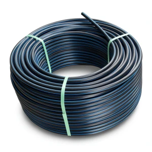 لفة أنابيب بلاستيك HDPE ضغط 4 بار PE 100 قطر خارجي 50 مم SDR 33 أسود مع خط أزرق