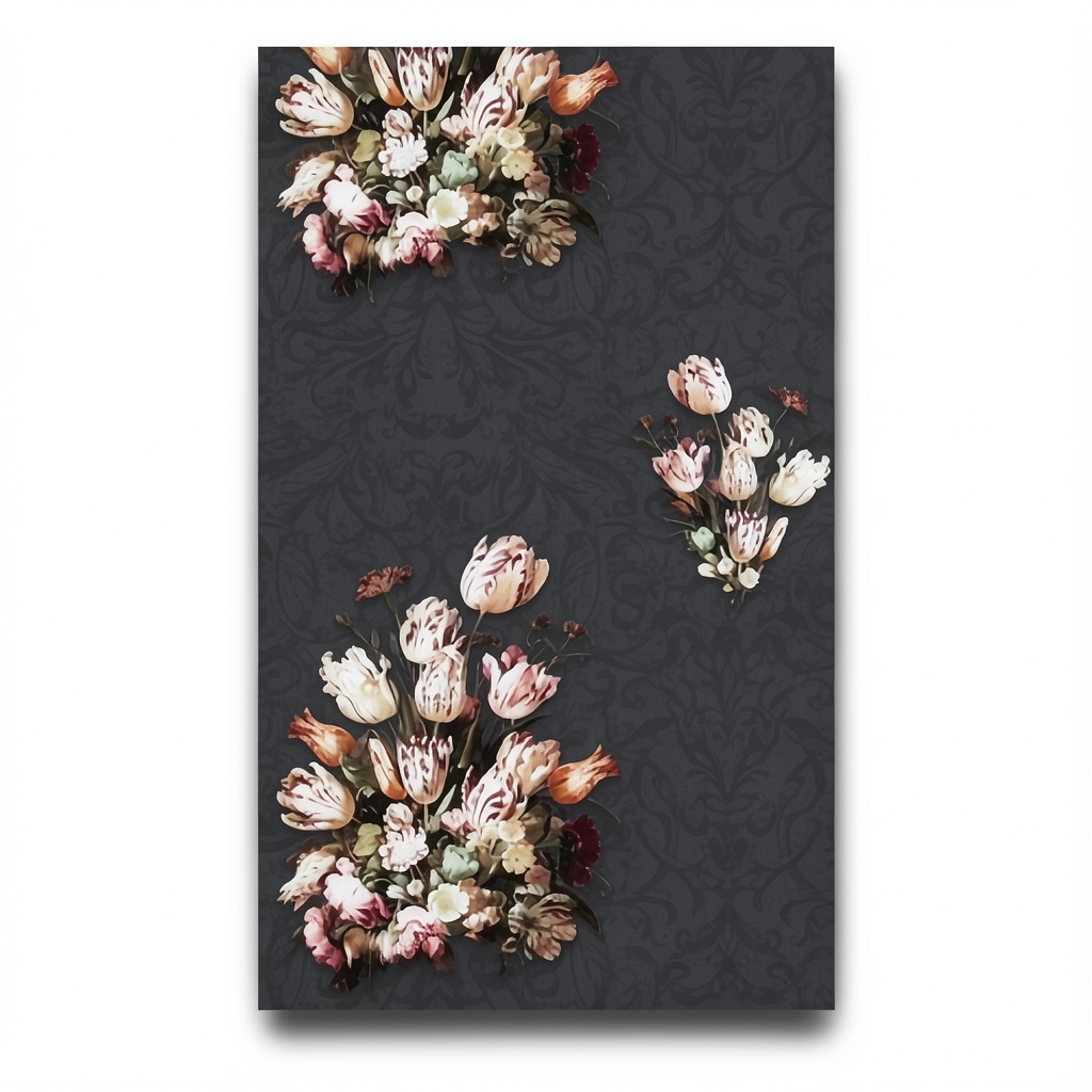 Floral Wall Decoration 10m x 0.53m Dark Gray Model 17801