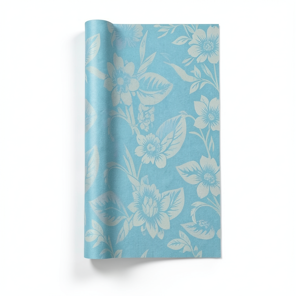 Wall Decoration Floral Design 10 m x 1.06 m Turquoise, Model 700045