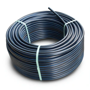 لفة أنابيب بلاستيك HDPE ضغط 4 بار PE 100 قطر خارجي 90 مم SDR 33 أسود مع خط أزرق