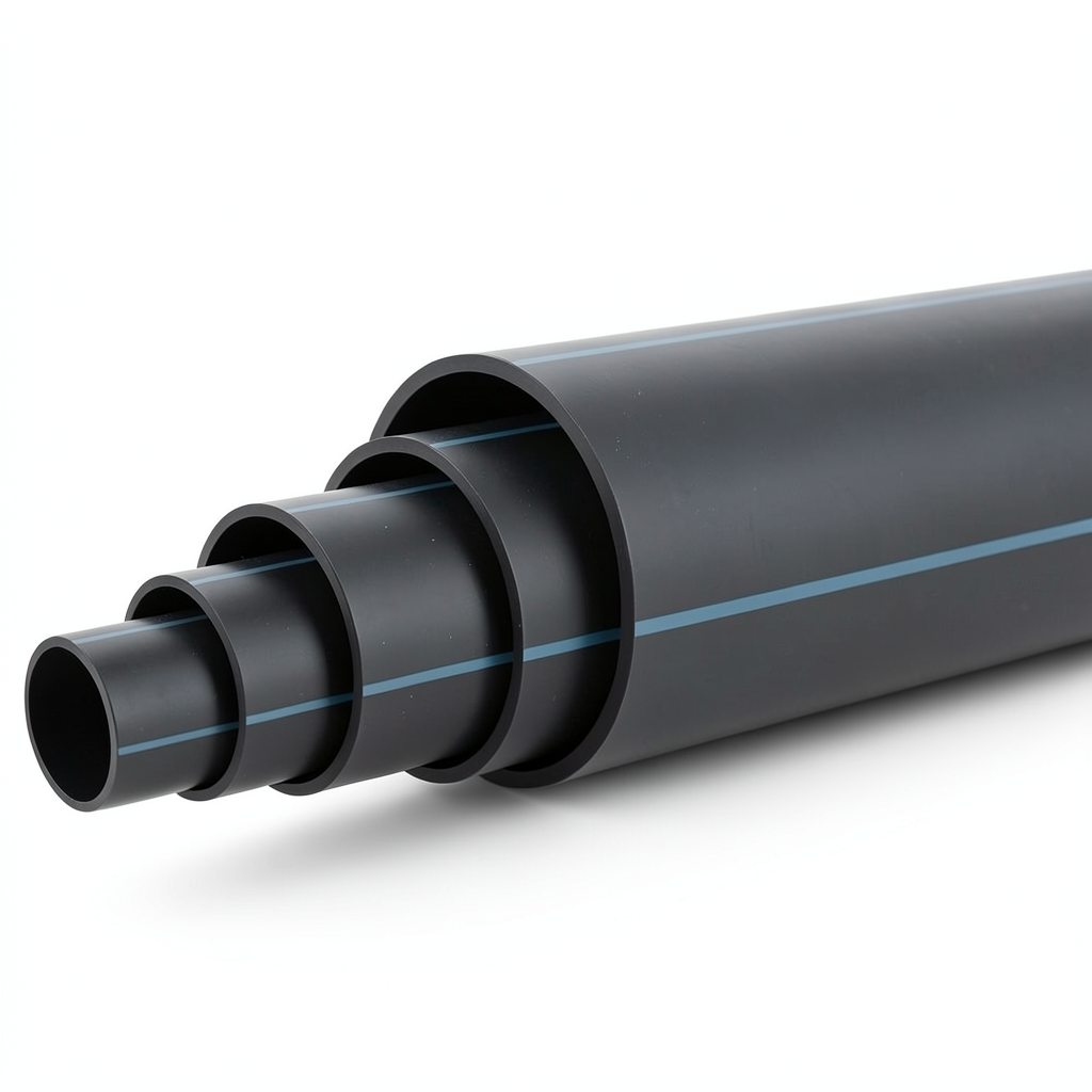 مواسير HDPE ضغط 4 بار PE 100 قطر خارجي 180 مم SDR 33 لون أسود